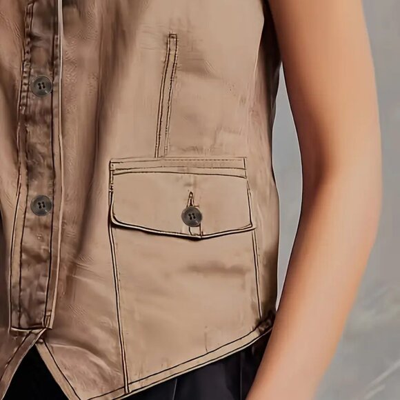 Bronze/Tan Sleeveless Vest - Picture 2 of 3